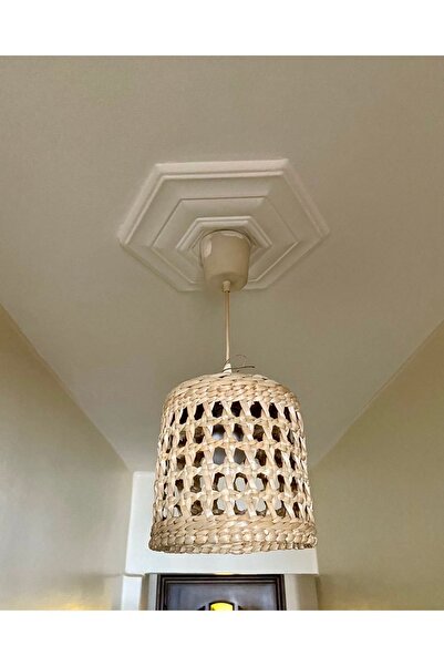 afralya home Hasır Bambu Rattan Avize 30cm İskandinav Bohem Rustik Avize Sarkıt-Salon Yatak Odası(duy Dahil )