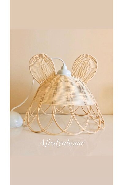 afralya home Çocuk Bebek Odası Rattan Avize Hayvan Figürlü Tavşan Avize