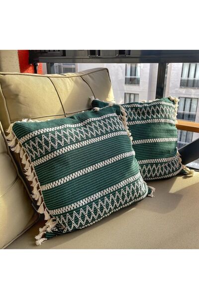nonamino 2-Piece Cotton Knitted Lace Knit Zippered Throw Pillow Cover