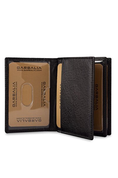 Garbalia Γνήσιο Δερμάτινο Minimal Black Card Holder Money Portfolio