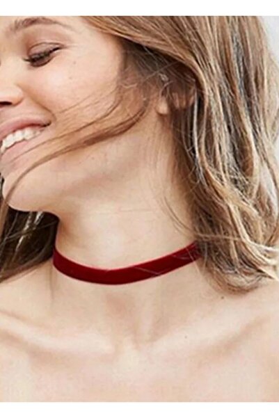 Nishstyle 1 Cm Bordo Renk Kadife Choker