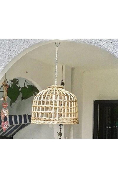 afralya home Hasır Bambu Rattan Sarkıt Saçaklı Avize 30cm (DUY DAHİL ) Çocuk ...
