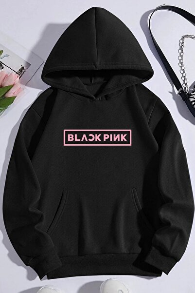 NoVibe Hanorac oversize cu glugă pentru femei cu imprimeu Blackpink