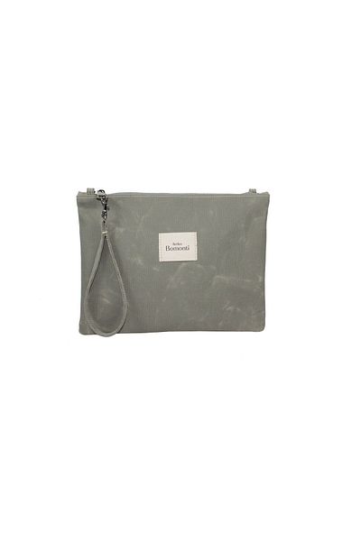 Atelier Bomonti Cool Mint Waxed Canvas Clutch Handbag with Adjustable Shoulder Handle
