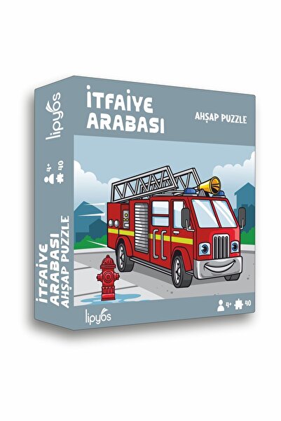 LİPYOS İtfaiye Arabası 40 Parça Mini Ahşap Puzzle