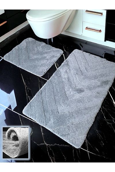 Chandler Home Χαλάκια μπάνιου Karnali Σκούρο Γκρι 2 τεμαχίων (60x100 50x60 cm)