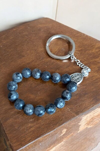 MGA DOĞAL TAŞ سبج ثلجي بمفتاح مسبحة - سلسلة مفاتيح مسبحة من الحجر الطبيعي