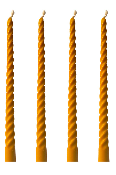 Petekoğlu (4 ADET 27.5CM) Balmumu Mu Konik Burgulu Şamdan Mumu Dekoratif Bal Mumu Akmaz Kırılmaz Mum