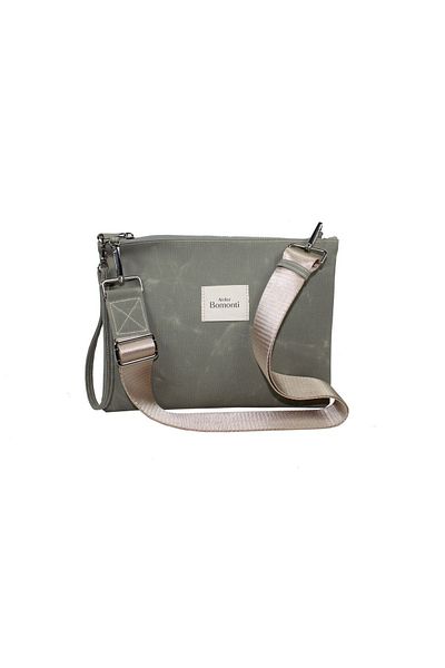 Atelier Bomonti Cool Mint Waxed Canvas Clutch Handbag with Adjustable Shoulder Handle
