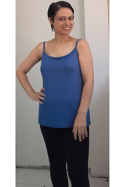 Mertcan Butik Indigo Combed Viscose T-Shirt - Strappy