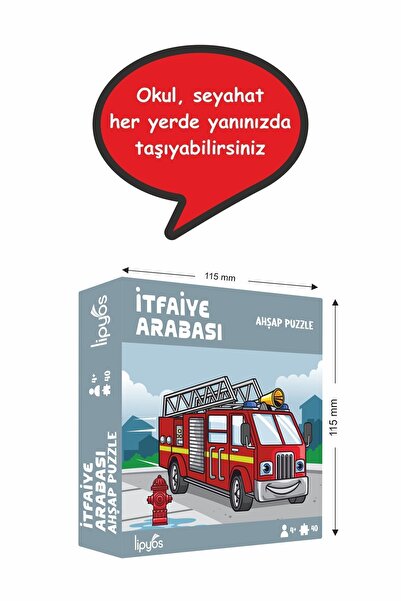 LİPYOS İtfaiye Arabası 40 Parça Mini Ahşap Puzzle