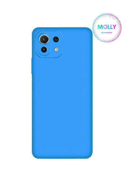 Molly Xiaomi Mi 11 LİTE İçin Gökyüzü Mavisi Liquid İçi Kadife Silikon Kılıf