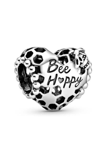 asaf Bee happy kalp charm | gümüş kaplama
