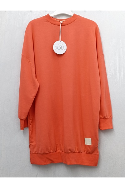 Soul Жіноча велосипедна комір органічна бавовна вище коліна туніка / світшот кораловий колір 30644