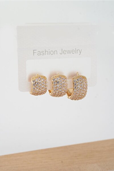 By Zeyna Aksesuar حجر الزركون من سلسلة Vip - مجموعة أقراط نسائية مكونة من 3 ق...