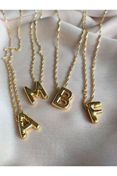 derokas Bubble Bombeli Balon Gold Renk Harfli Kolye