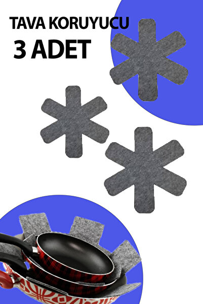 Vwear 3 Adet Tava,tencere Ve Bor Cam Koruyucu Düzenleyici Çizdirmez Elyaf Keç...
