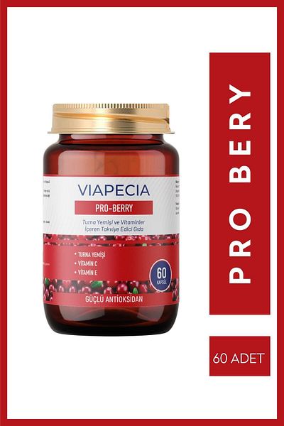 Viapecia Pro-Berry Turna Food Extract E & C Vitamin Supplement, Urinary Tract Support 60 Capsules