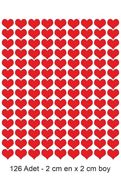 printiks Kırmızı Kalp 126 Adet A4 Yenilebilir Süsü Pasta Kurabiye Şeker Hamur...