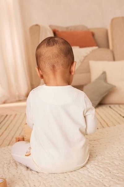 Next Baby Cream Colored Cotton Long Sleeve Set - Elephant Patterned Top and Bottom Set