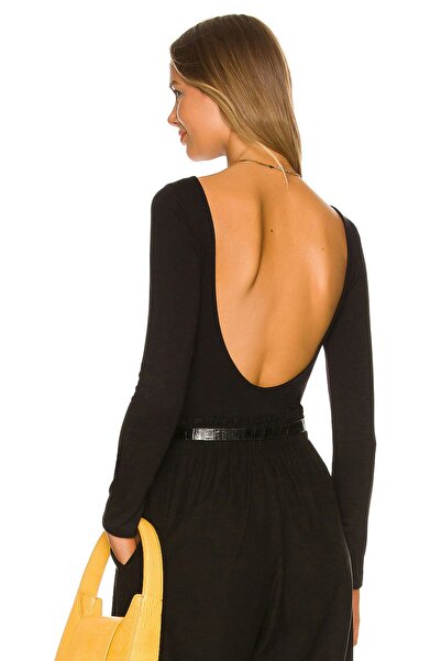 PERLAVİSTA Kadın Uzun Kol Sırt Dekolteli Ipek Jarse Bodysuit