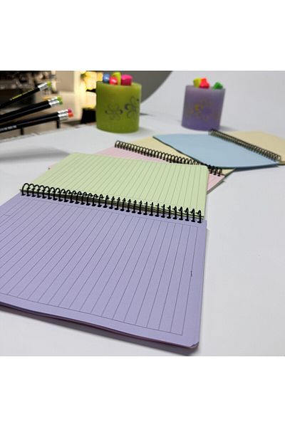 kafanot Set de 3 caiete cu pagini colorate 80 de coli A5 (dimensiune medie) - mixte (liniate-fără linii-cu carouri