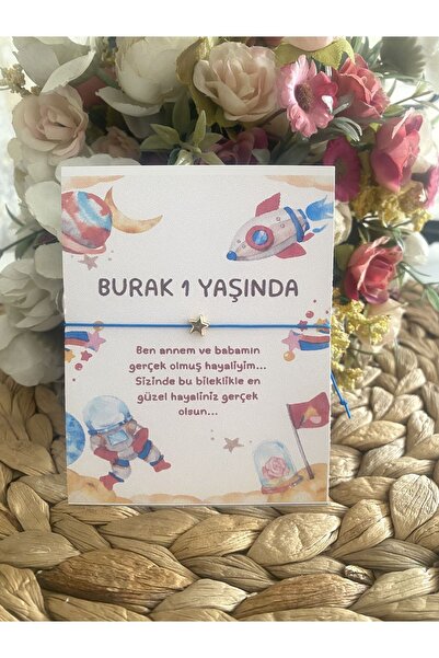 ruzaksesuar Kişiye Özel İsimli Uzay Konsept Şans Bilekliği Doğum Günü Hediyel...