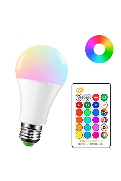 Klaus Uzaktan Kumandalı Rgb Led Ampul 9watt E27 Tasarruflu Dimmerli Led Lamba 16 Ton