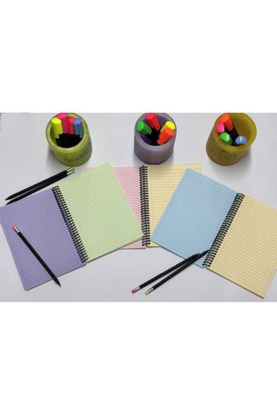 kafanot Set de 3 caiete cu pagini colorate 80 de coli A5 (dimensiune medie) - cu rigle