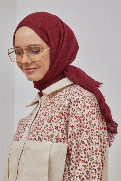 Şalland Burgundy Shawl - Wrap, Light Structure, Mastering, Large Size, Thin Sensitive
