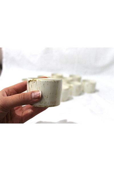 cuboo home White Espresso and Turkish Coffee Cup with Gold Detail