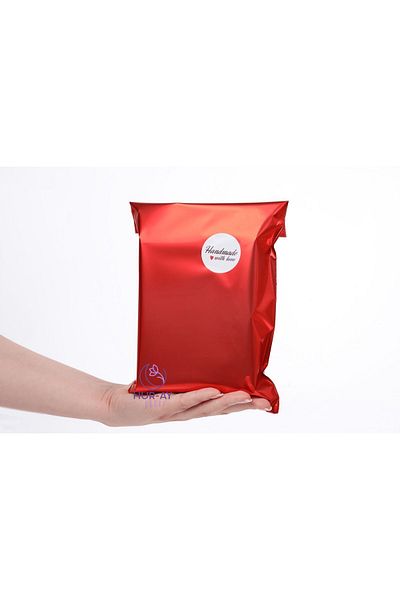 HUR-AY PACK 25x35 см Луксозна червена метализирана подаръчна торбичка / Луксозен подаръчен пакет / 10 броя