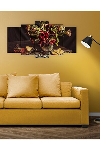 ForemArt Ahşap Tablo 5 Parça Tek Fotoğraf Uv Baskı Dekoratif Çiçek
