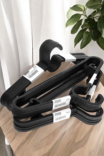 decorev 20'li Esnek Elbise Askısı Siyah Hafif Kıyafet Askısı