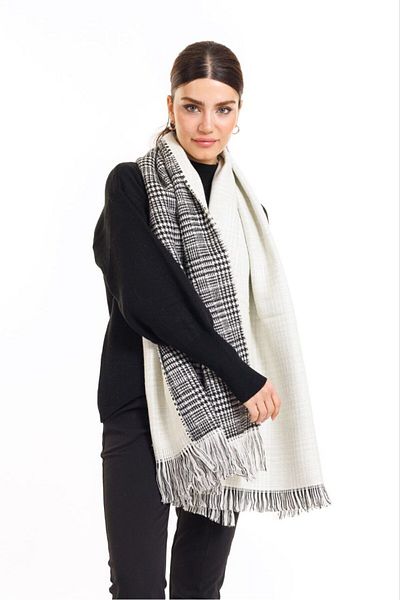 foradels 70x190cm Winter Shoulder Shawl - Double Sided Plaid Wool