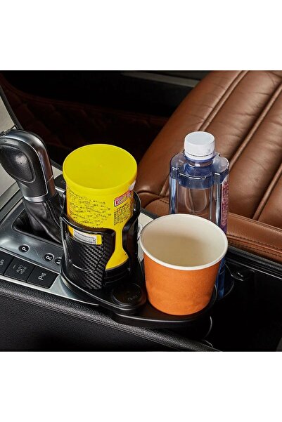 2B Bazaar Черна преносима поставка за чаши за кола - двойна функция, регулиру...