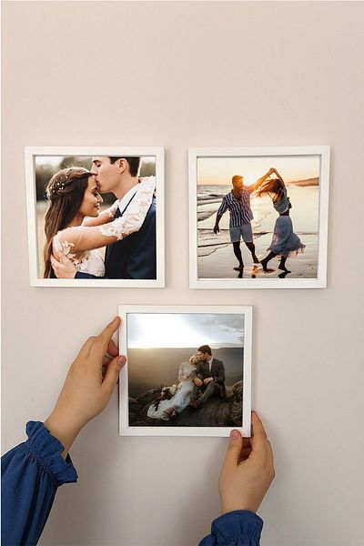 Verda Çerçeve 20x20 Cm Full Photo 3 Pieces Square Frames - Adhesive, 17.5x17.5 Cm Photo
