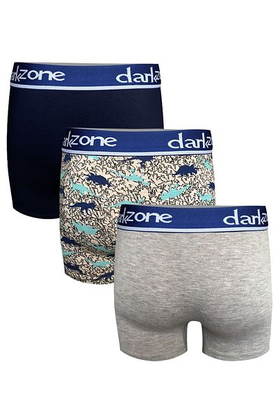 darkzone Men's 3-Pack Patterned and Solid Color Cotton Boxers