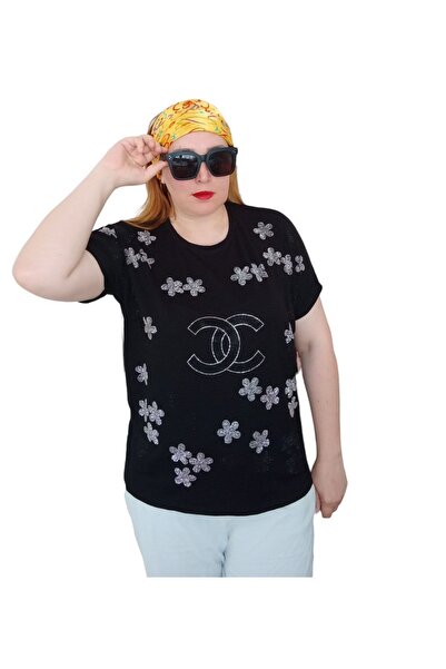 unishe DMS Jewelled Floral Sequined T-shirt Blouse
