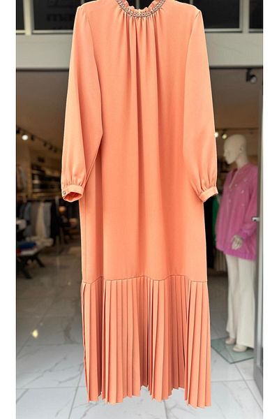 Kayra Stone Detailed Pleated Dress
