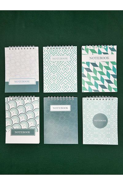 Smile Notes طقم دفتر ملاحظات مكون من 6 أوراق مقاس 10x13,5 سم - جيب حلزوني علوي