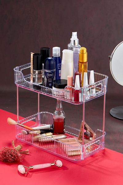 Tasarım Evi 2-Tier Makeup Organizer - Multi-Purpose Organizer - Bathroom Shelf - Bathroom Cosmetic Jewelry Organizer
