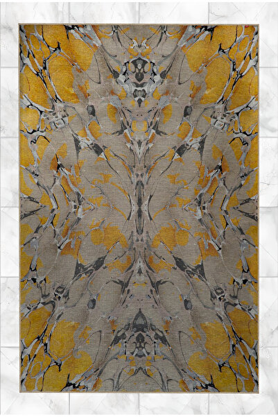 Rugs Modern Halı Sarı Gri Temalı Soyut Abstract Desenli Modern Dekoratif Halı...