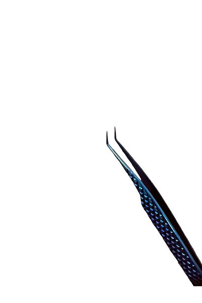 Lashlusion Blue Silk Eyelash Tweezers - Stainless Steel, Light Body, Full Coverage Volume Tweezers