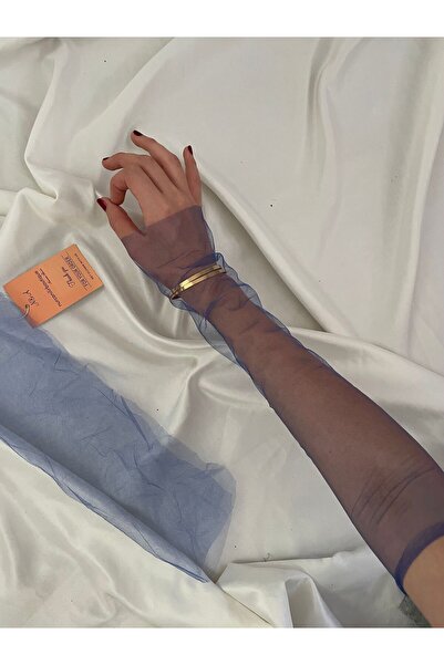 Butik Saks mavisi tül kolluk eldiven