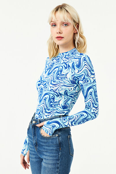 Bukamiss Body de damă cu marmură albastră - Detaliu pentru gât și deget