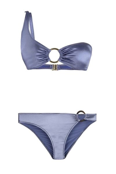 AQUELLA Бікіні-комплект з атласу кольору індиго з аксесуарами для застібання