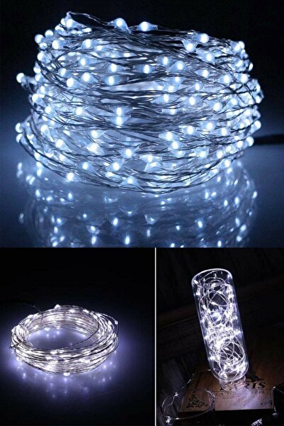 MYNONEV Led Işık 3 Metre Beyaz Işıklı 2 Pilli Dekor Lambası Ledli Bahçe Oda Kafe Duvar Perde Ledi