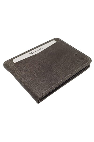 Karalı Deri Genuine Leather Magnet Cover Men's Wallet Card Holder