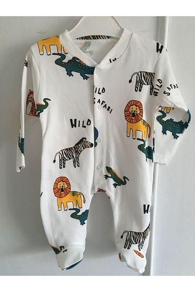 Piroğluu Giyim Animal Patterned White Baby Jumpsuit